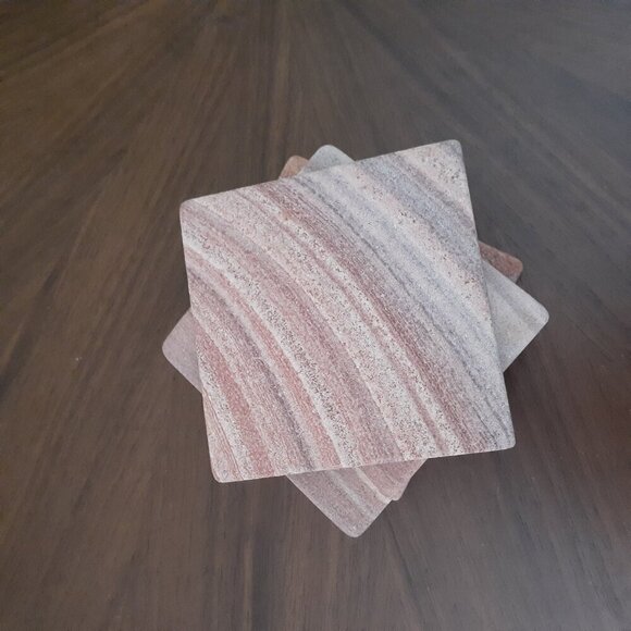 Rainbow Sandstone Square Set of 4 Cork Back Coasters - Picture 2 of 8